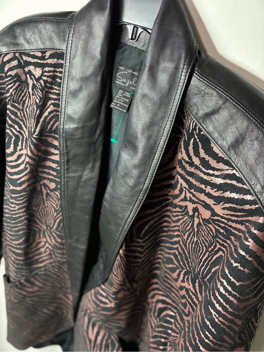 Suzelle Black & Brown Zebra-Print Leather-Trimmed Blazer - Picture 5 of 10
